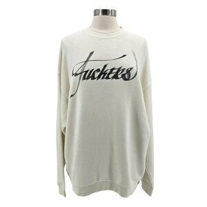 NEW R13 Womens Medium Sweatshirt FKRS Oversized Crewneck Cream Ivory Long Sleeve